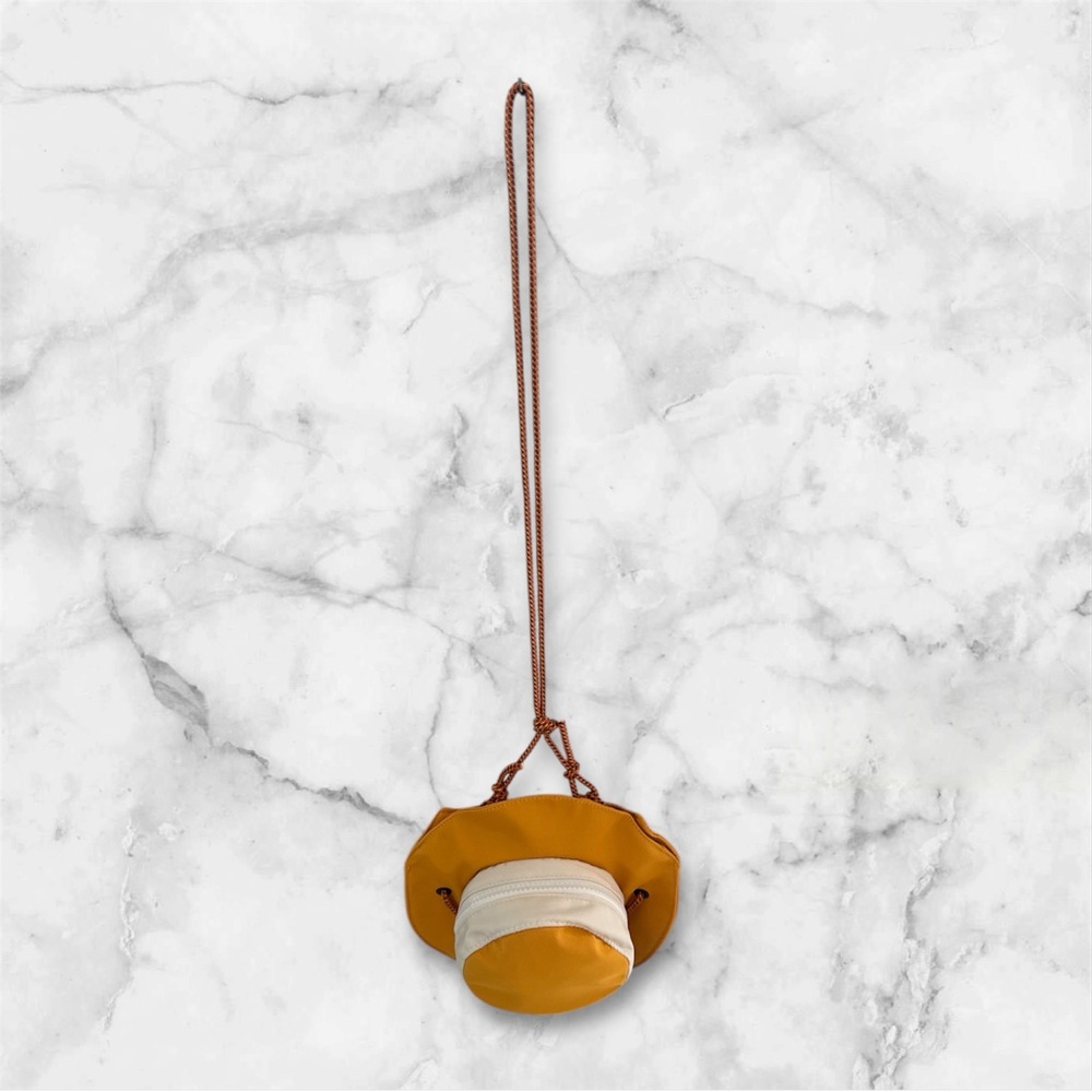 Moodone Stylish Hat Shape Yellow, Brown and White Mini Crossbody Bag